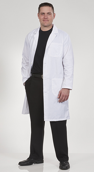 men's white heavyweight lab coat
