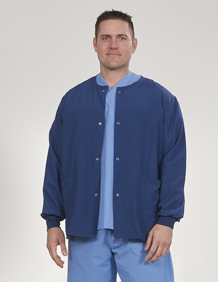 unisex dark blue warm-up scrub jacket