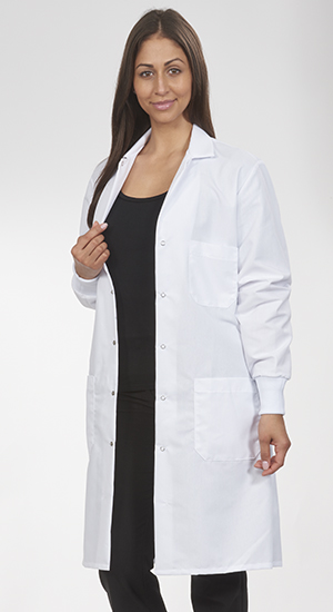 unisex cuffed white lab coat
