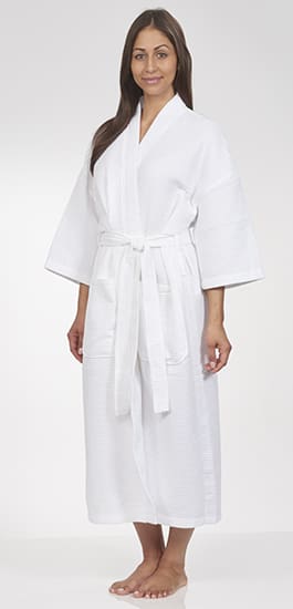 white waffle weave medical robe