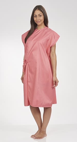 women's pink front wrap patient gown