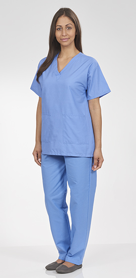 women's light blue medical scrub tunic top